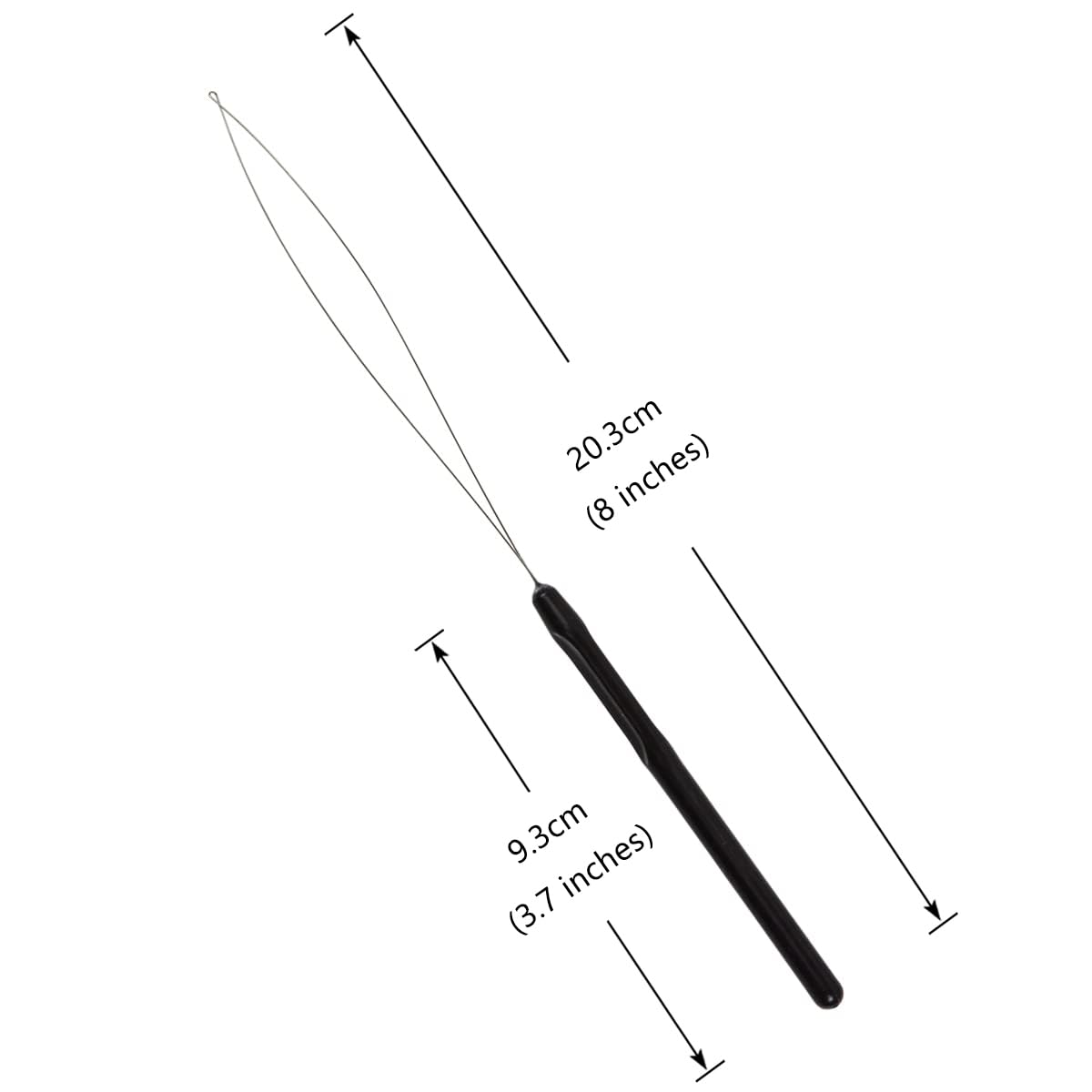 10 Pcs Hair Extension Loop Needle Threader Pulling Hook Tool and Bead Device Tool Loop Threader for Micro Rings beads and Hair or Feather Extensions (Black)