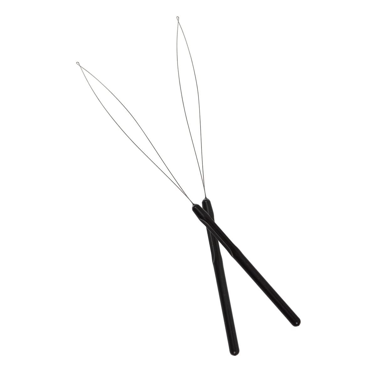 10 Pcs Hair Extension Loop Needle Threader Pulling Hook Tool and Bead Device Tool Loop Threader for Micro Rings beads and Hair or Feather Extensions (Black)
