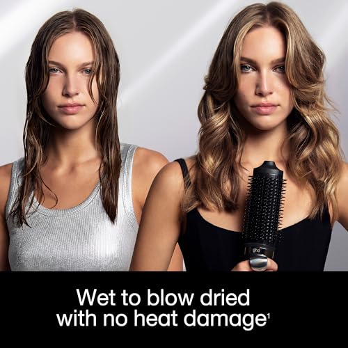 ghd Duet Blowdry-Hair Dryer Brush-Wet to Blow Dried with No Heat Damaage, 3X more Volume, 24hr Long Lasting Results, Blow Dry with No Fizz, 50% More Shine, Black/White