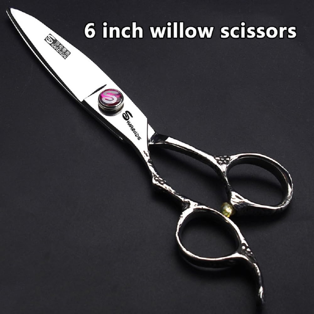 6 Inch Professional Left Handed Hairdressing Scissors Set 440C Hairdressing Scissors (3PCS-B)