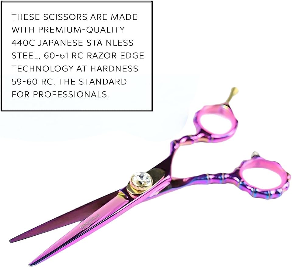 Hair Cutting Scissors, 5.5" Professional Razor Edge Titanium Coated (Multi Color Pink) Hairdressing Shears Hair Barber Scissor Personal/Professional Use 440C Japanese Surgical Stainless by DreamCut