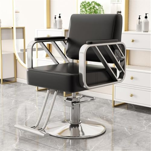 Height Adjustable Hairdressing Chair, Swivel Salon Chair, Simple Shampooing Chair, Suitable for Beauty Shop, Barber Shop, Tattoo Shop(Black,Gold Base)