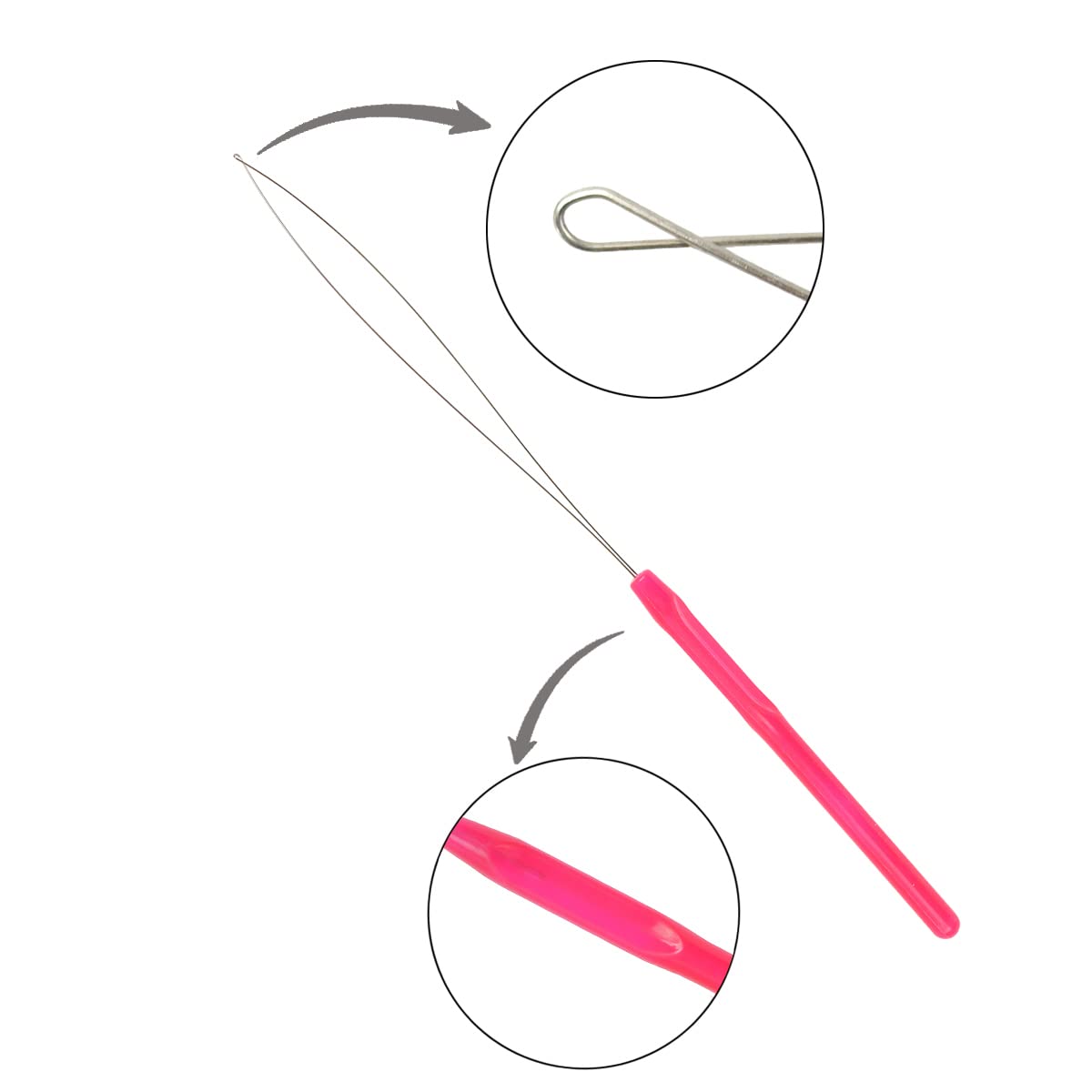 10 Pcs Hair Extension Loop Needle Threader Pulling Hook Tool and Bead Device Tool Loop Threader for Micro Rings beads and Hair or Feather Extensions (Black)