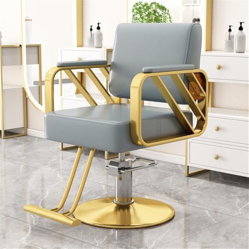 Height Adjustable Hairdressing Chair, Swivel Salon Chair, Simple Shampooing Chair, Suitable for Beauty Shop, Barber Shop, Tattoo Shop(Black,Gold Base)