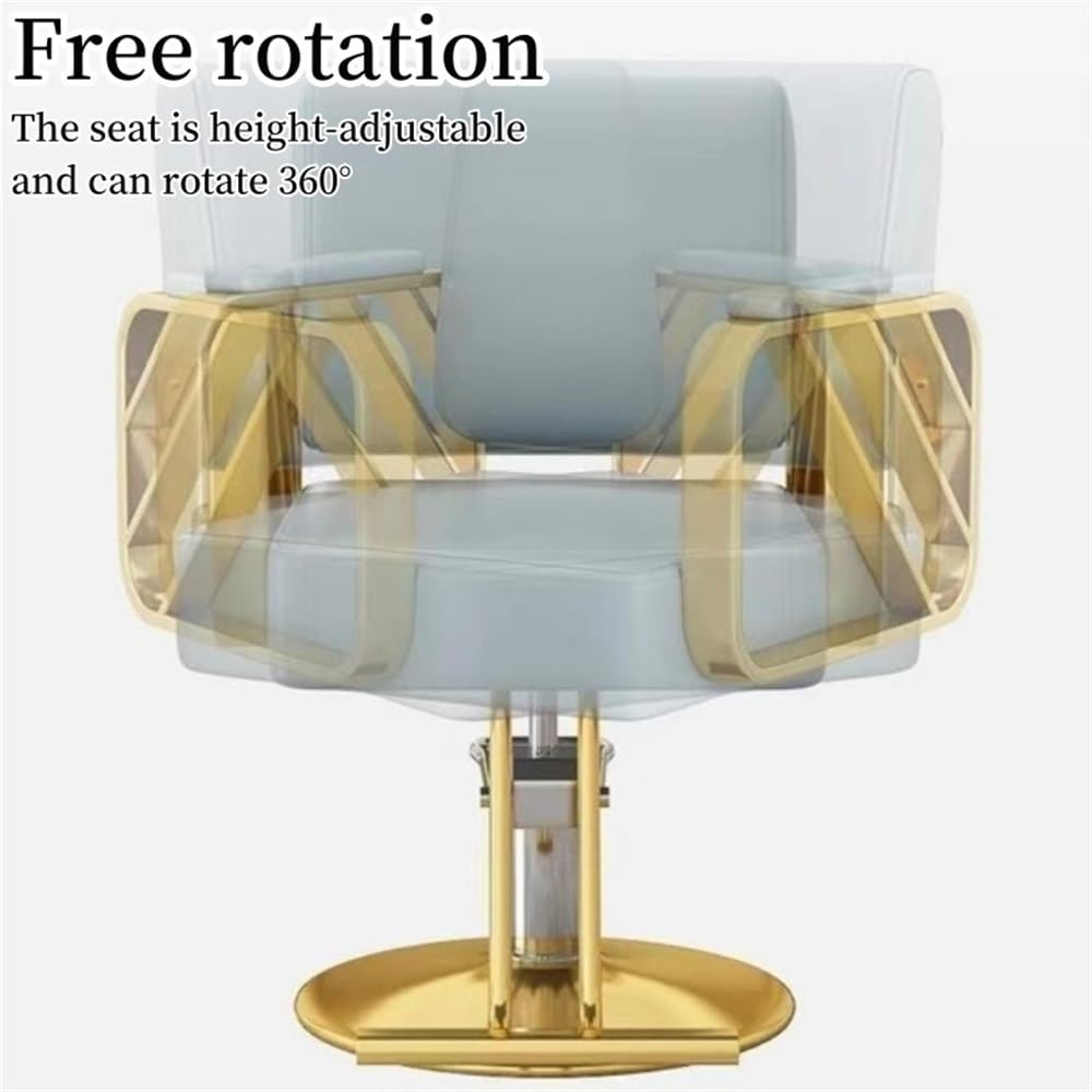 Height Adjustable Hairdressing Chair, Swivel Salon Chair, Simple Shampooing Chair, Suitable for Beauty Shop, Barber Shop, Tattoo Shop(Black,Gold Base)
