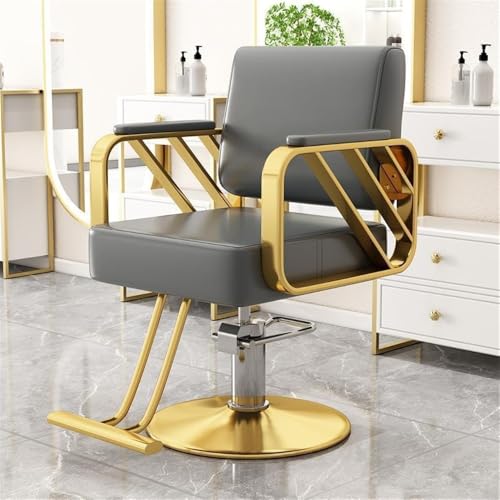 Height Adjustable Hairdressing Chair, Swivel Salon Chair, Simple Shampooing Chair, Suitable for Beauty Shop, Barber Shop, Tattoo Shop(Black,Gold Base)