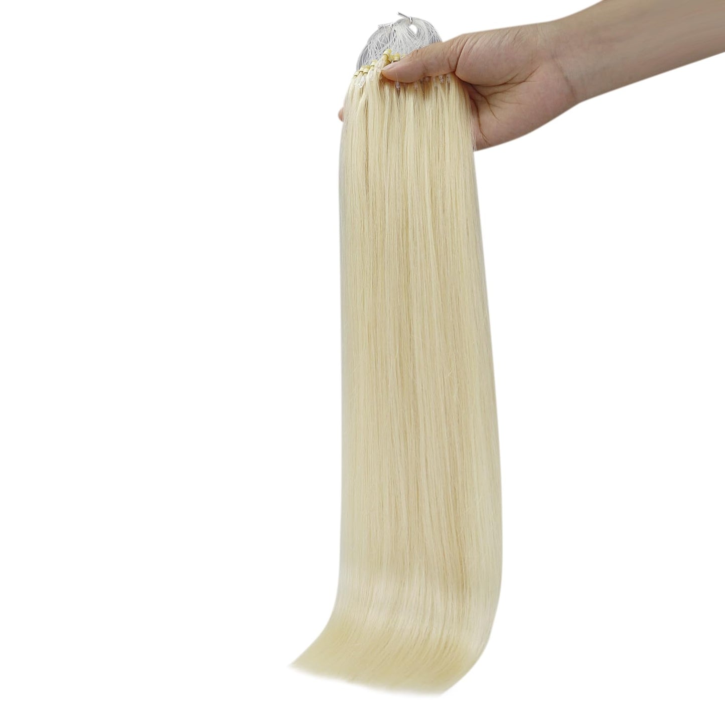 Full Shine Cold Fusion Prebonded Human Hair Extensions with Microbeads Color 18 Ash Blonde Highlighted 613 Blonde Micro Link Straight Hair 22 Inch Natural Hair Extensions for Women 50 Strands
