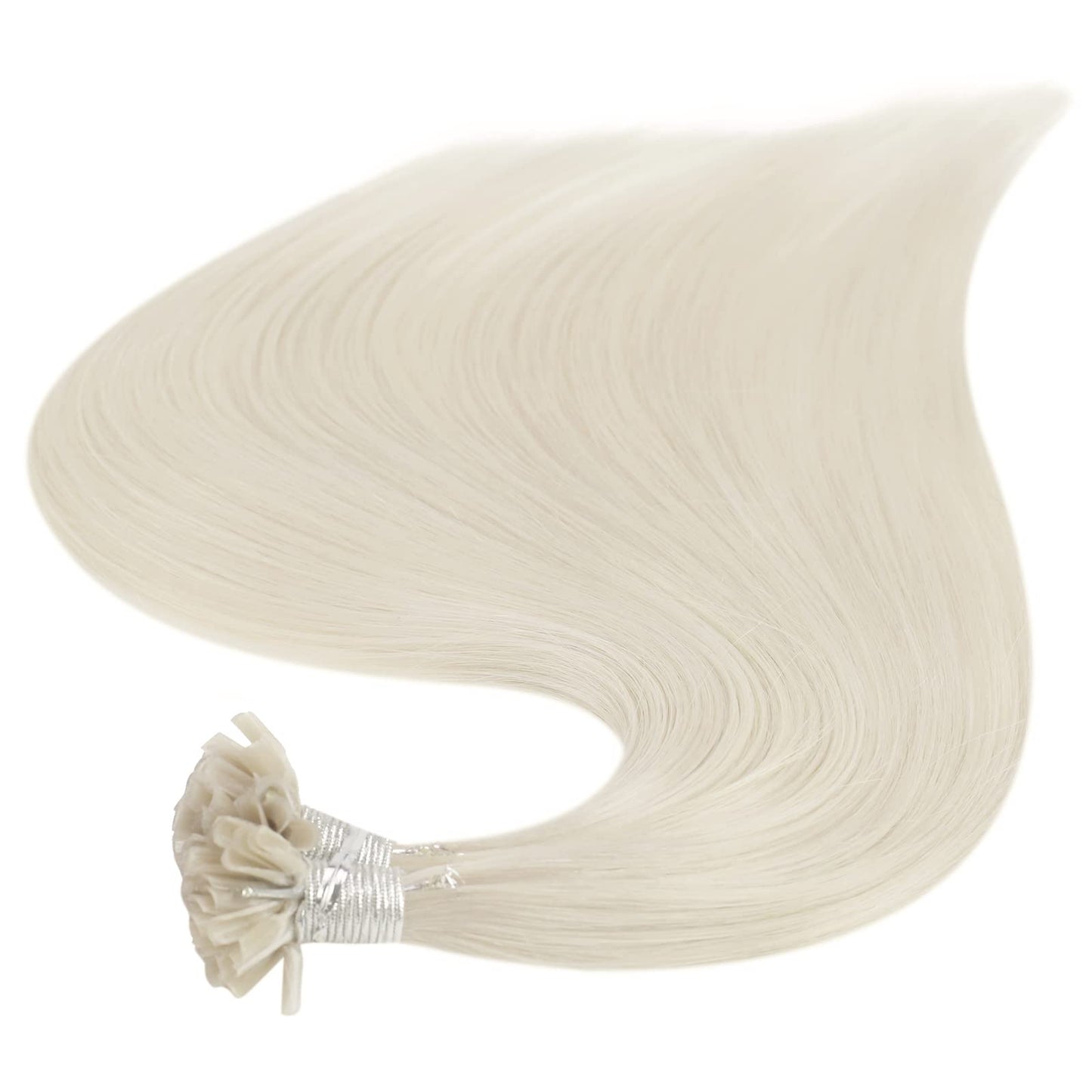 Full Shine Cold Fusion Prebonded Human Hair Extensions with Microbeads Color 18 Ash Blonde Highlighted 613 Blonde Micro Link Straight Hair 22 Inch Natural Hair Extensions for Women 50 Strands