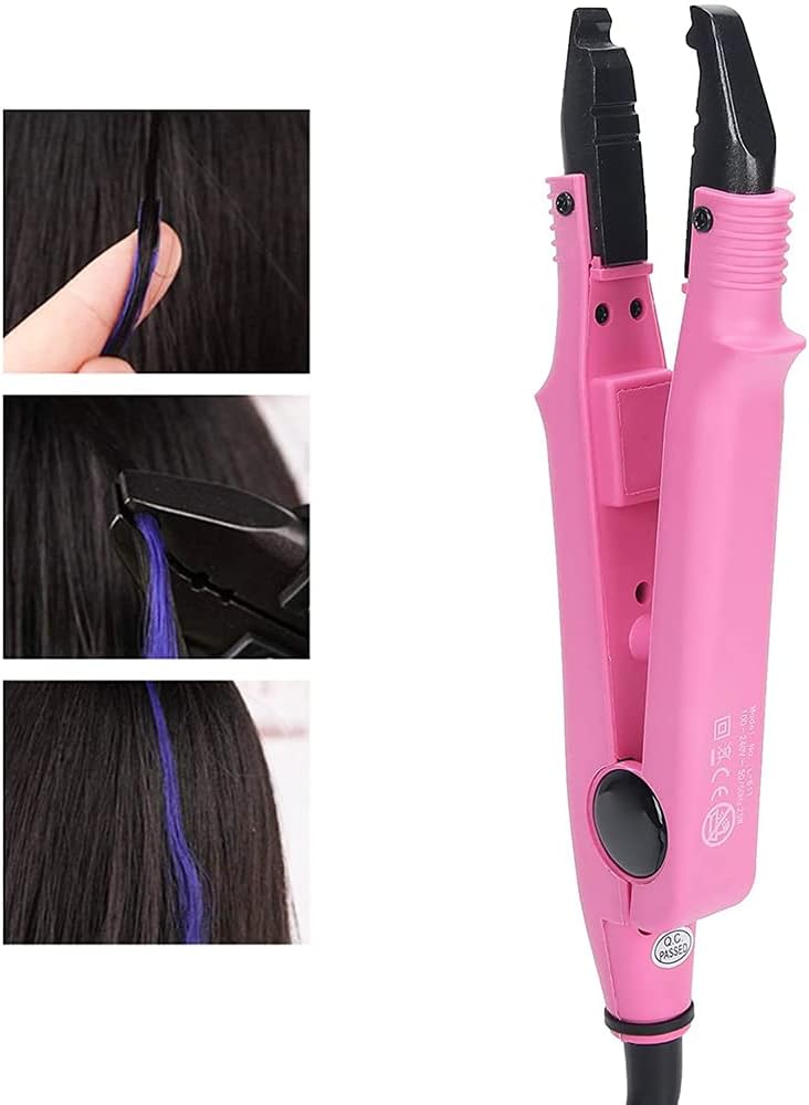 Professional Hair Extensions PINK Iron Connector Wand Temperature Adjustable plus Bond Remover Full Complete Kit Tools For Pre-bonded Red Alligator Clips