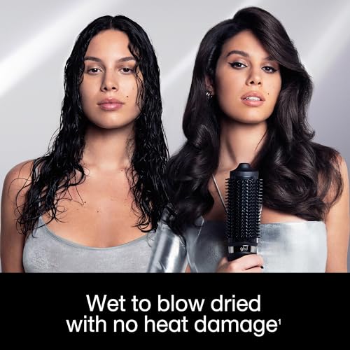ghd Duet Blowdry-Hair Dryer Brush-Wet to Blow Dried with No Heat Damaage, 3X more Volume, 24hr Long Lasting Results, Blow Dry with No Fizz, 50% More Shine, Black/White