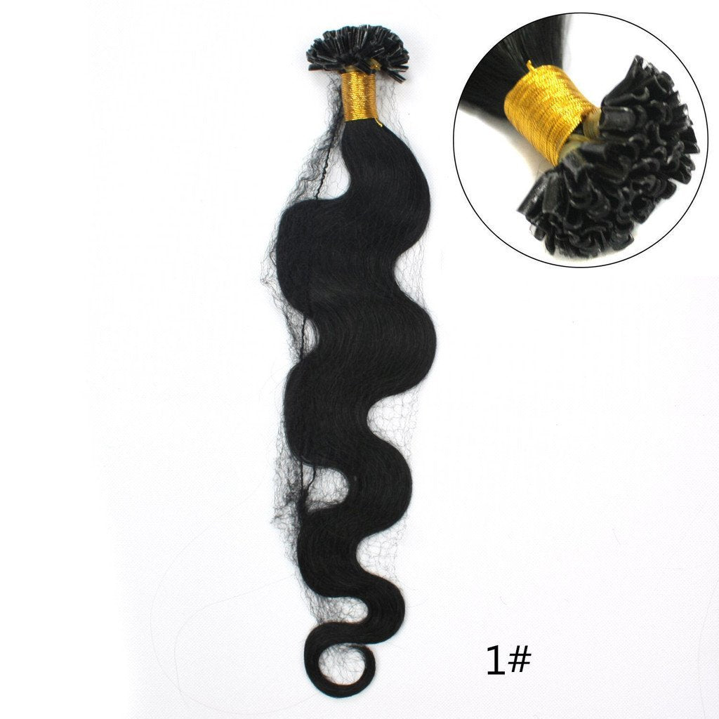 Remeehi 0.5g/strand 100pcs Body Wavy Pre Bonded Nail U Tip Keratin Hair Extensions Brazilian Remy Virgin Human Hair 28 Inch #18/613