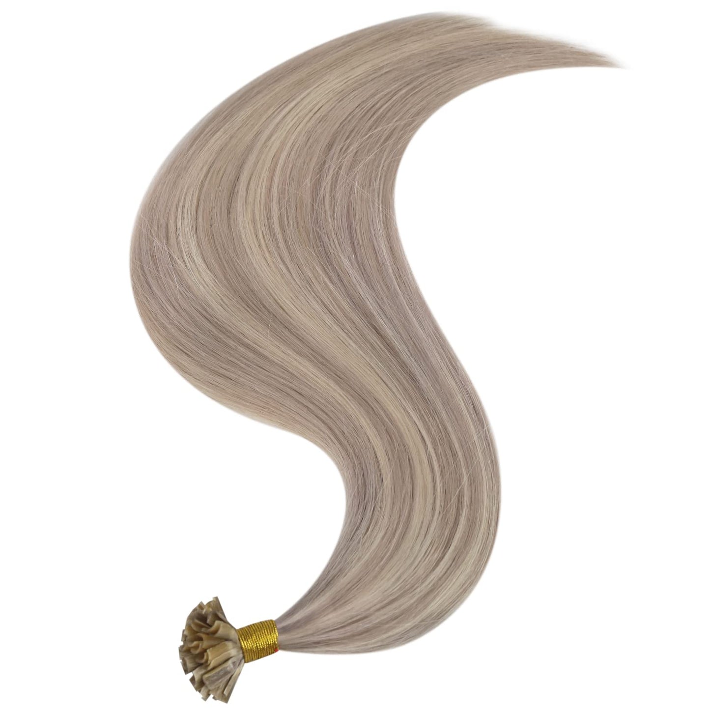 Full Shine Cold Fusion Prebonded Human Hair Extensions with Microbeads Color 18 Ash Blonde Highlighted 613 Blonde Micro Link Straight Hair 22 Inch Natural Hair Extensions for Women 50 Strands