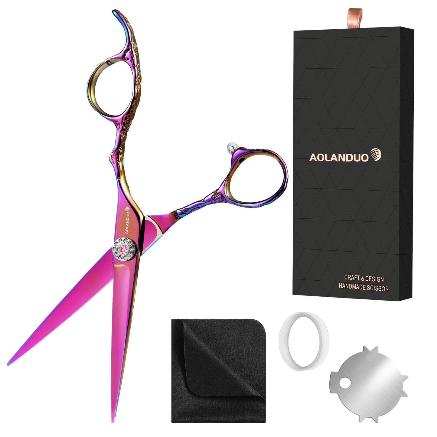 AOLANDUO Hair Cutting Scissor-Extremely Sharp-Offset Design Using Japanese JP440C Stainless Steel Hair Scissor for Barbers & Salon Stylists- Smooth Motion Fine Craftsmanship Barber Scissor (Classic)