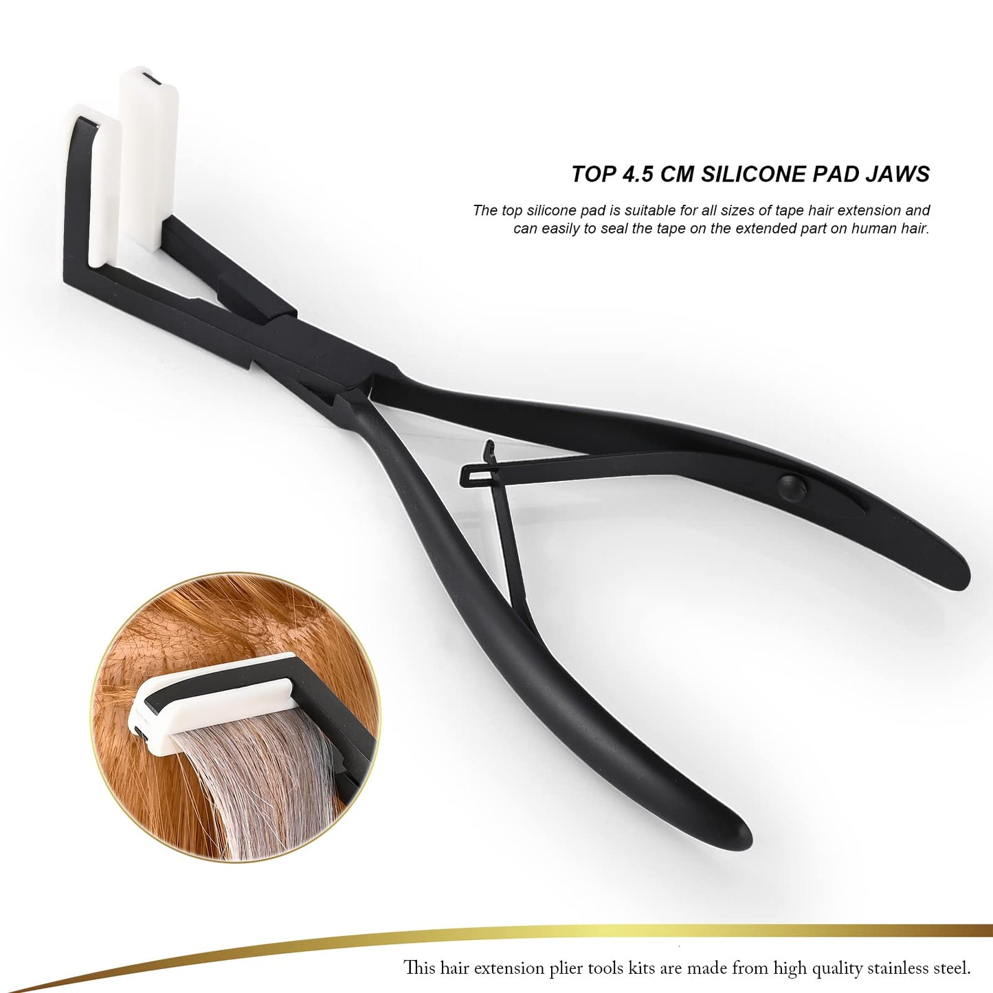 EHDIS Tape in Hair Extensions Pliers Stainless Steel Flat Surface Extensions Tape Sealing Clamp Pliers Tool (Type A)