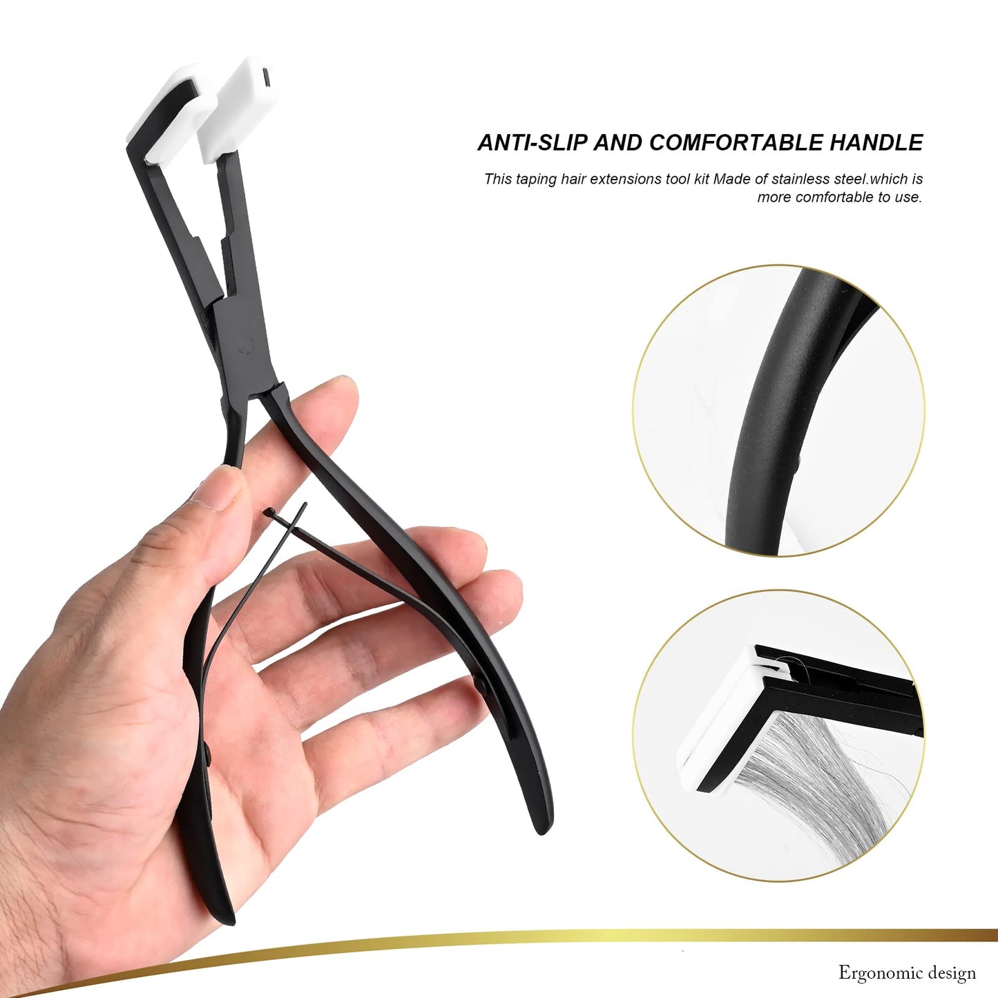 EHDIS Tape in Hair Extensions Pliers Stainless Steel Flat Surface Extensions Tape Sealing Clamp Pliers Tool (Type A)