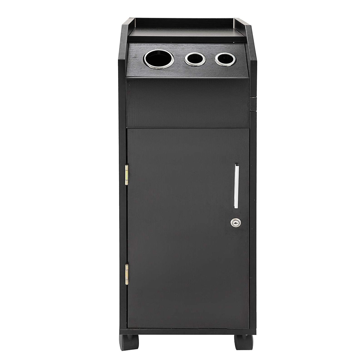 VEVOR Black Beauty Salon Trolley Storage Cart Salon SPA Trolley Cart with 4 Plastic Salon Storage Drawers Sliding Wheels 3 Hair Dryer Holes with Space-saving Side Tray Salon Stations