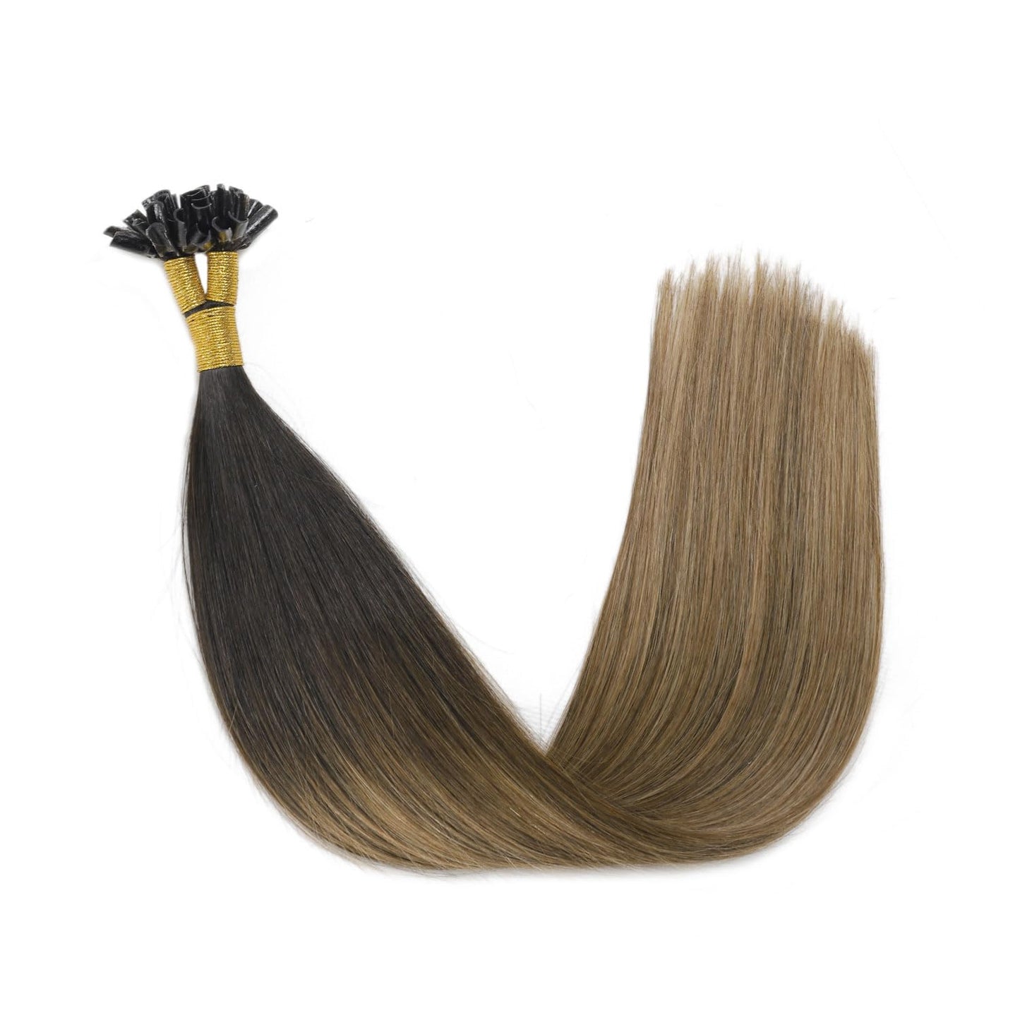 U Tip Hair Extensions Real Human Hair 50 Strands 50g 20inch Balayage Ombre Walnut Brown to Ash Brown and Blonde Pre Bonded Hair Extensions Nail U Tip Hair Extensions #3/8/22 20inch