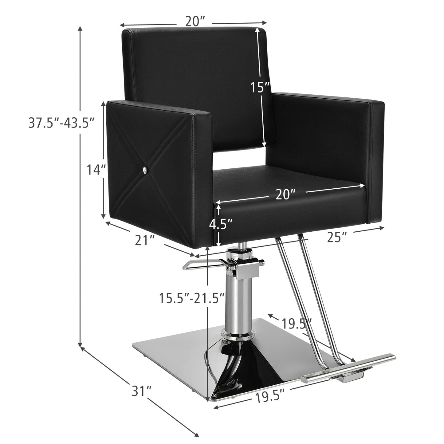 Giantex Reclining Salon Chair, Height Adjustable Heavy Duty Hydraulic Pump, Removable Headrest, Makeup Tattoo Station Barbershop Home, Swivel Barber Chair for Hair Stylist (Black, Luxury)
