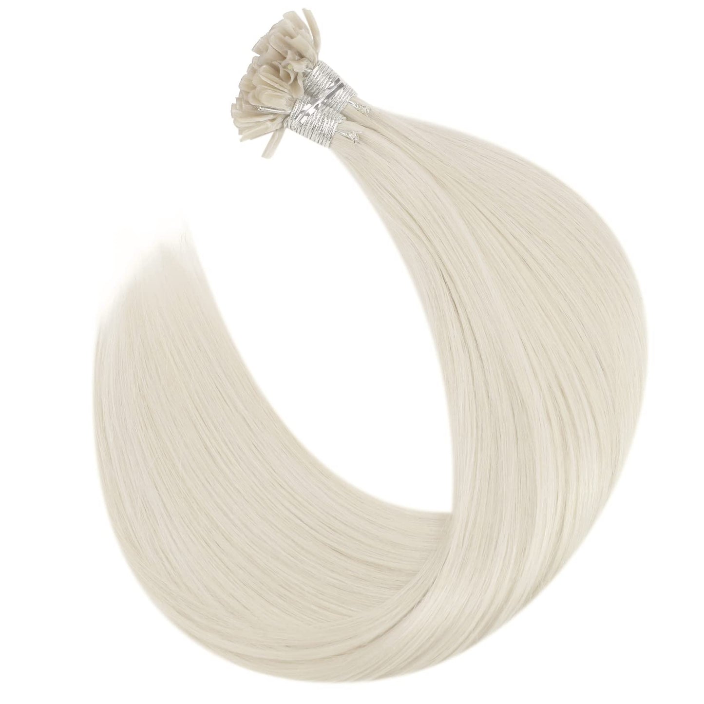 Full Shine Cold Fusion Prebonded Human Hair Extensions with Microbeads Color 18 Ash Blonde Highlighted 613 Blonde Micro Link Straight Hair 22 Inch Natural Hair Extensions for Women 50 Strands