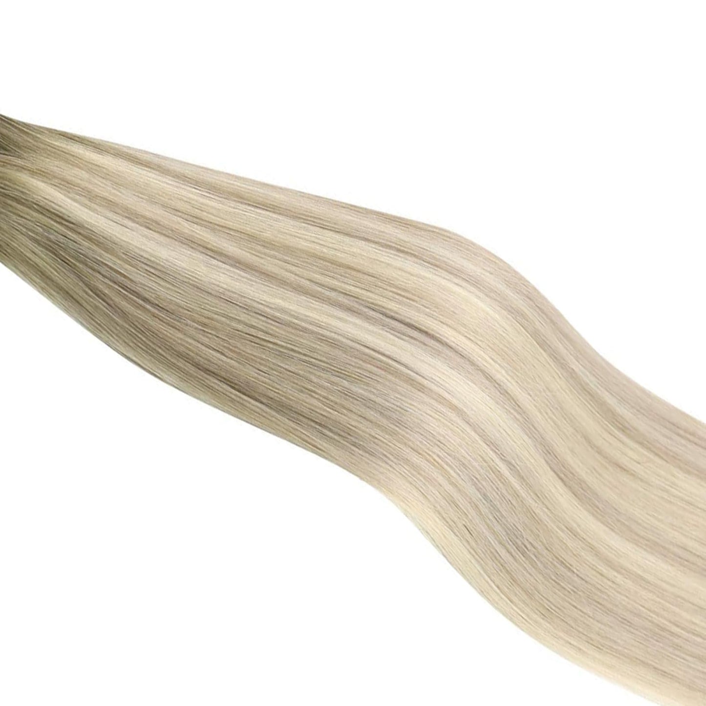 Remy Flat Tip Hair Extensions Human Hair Keratin Fusion Hair Extensions Real Human Hair Extensions for Women 50G/50S Warm Ash Blonde Highlight Bleach Blonde 16inch