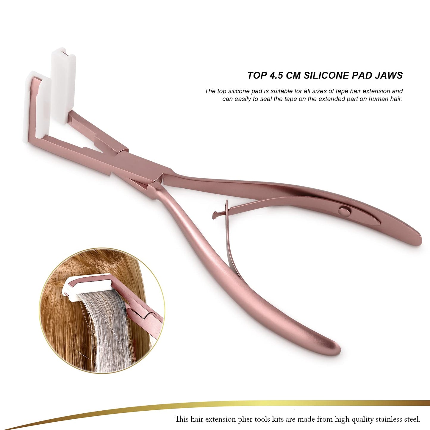 EHDIS Hair Extension Tool Tape in Hair Extensions Plier Stainless Steel Flat Surface Extensions Tape Sealing Clamp Pliers Tool (Multi)