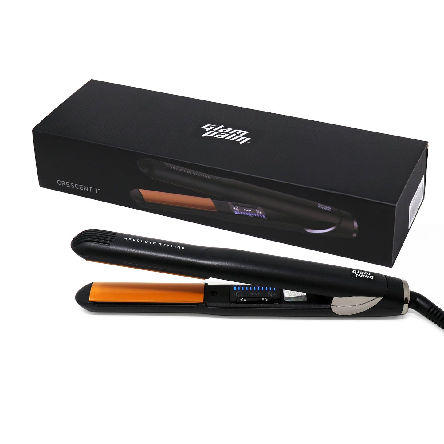 GlamPalm Volumizing Iron, 1" Hair Volumizer with Digital LCD. Classic Ceramic Coated Plates with Adjustable Temperature Straightens & Curls for Smooth and Silky Hairstyle. Heats Up Instantly