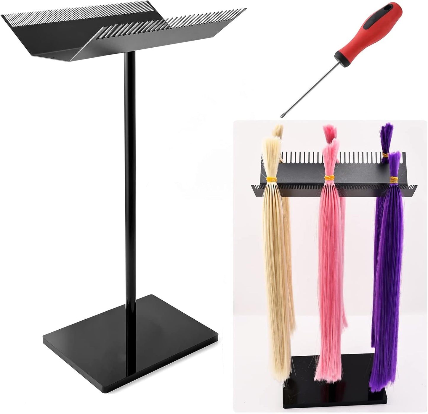 EHDIS Hair Extension Holder,Stainless Steel and Acrylic Hair Extension Organizer Wigs Storage Professional Hair Extensions Stand Hanger Organizer for Salons Shop Barber