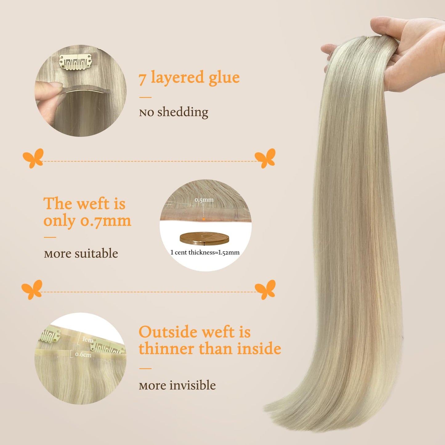 DOORES Seamless Clip in Hair Extensions Real Human Hair, Jet Black 150g 7pcs 20 Inch, Hair Extensions Clip in Human Hair Extensions Clip ins with Thin Weft Thick Straight Hair