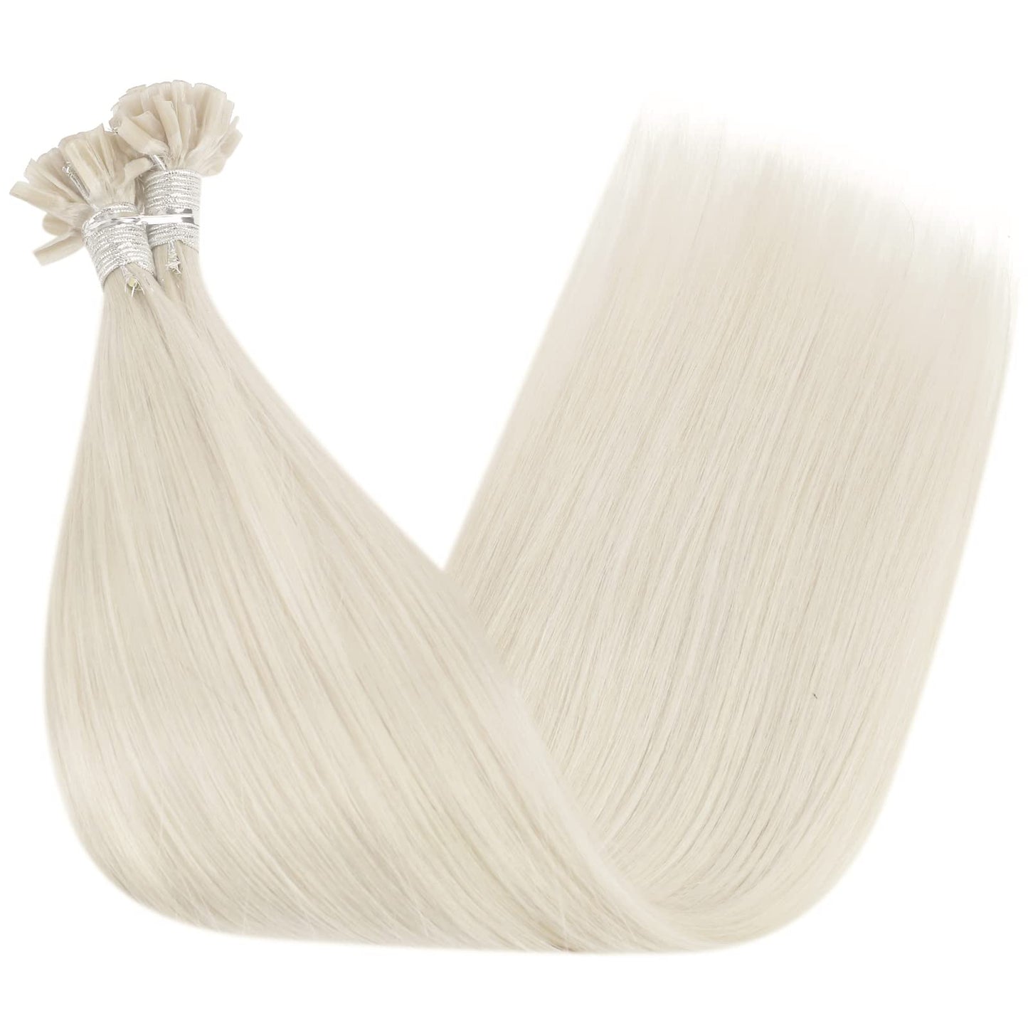 Full Shine Cold Fusion Prebonded Human Hair Extensions with Microbeads Color 18 Ash Blonde Highlighted 613 Blonde Micro Link Straight Hair 22 Inch Natural Hair Extensions for Women 50 Strands