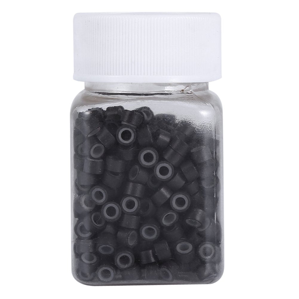 Hair Extension, 500Pcs 5mm Silicone Lined Link Rings Beads Loops For Human Hair Tool(Medium Brown)