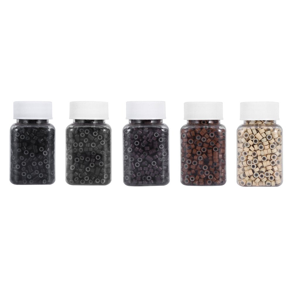 Hair Extension, 500Pcs 5mm Silicone Lined Link Rings Beads Loops For Human Hair Tool(Medium Brown)