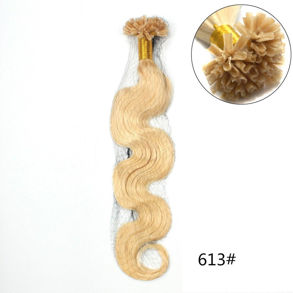 Remeehi 0.5g/strand 100pcs Body Wavy Pre Bonded Nail U Tip Keratin Hair Extensions Brazilian Remy Virgin Human Hair 28 Inch #18/613
