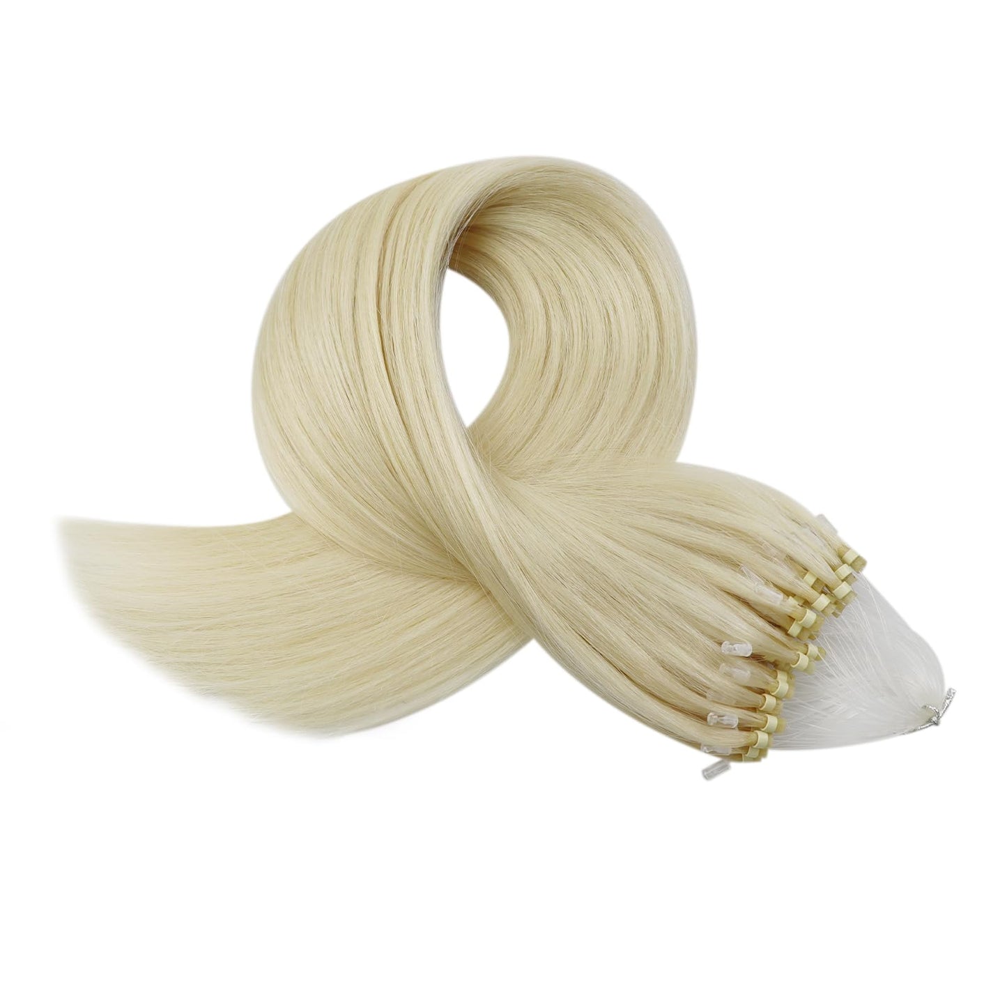 Full Shine Cold Fusion Prebonded Human Hair Extensions with Microbeads Color 18 Ash Blonde Highlighted 613 Blonde Micro Link Straight Hair 22 Inch Natural Hair Extensions for Women 50 Strands