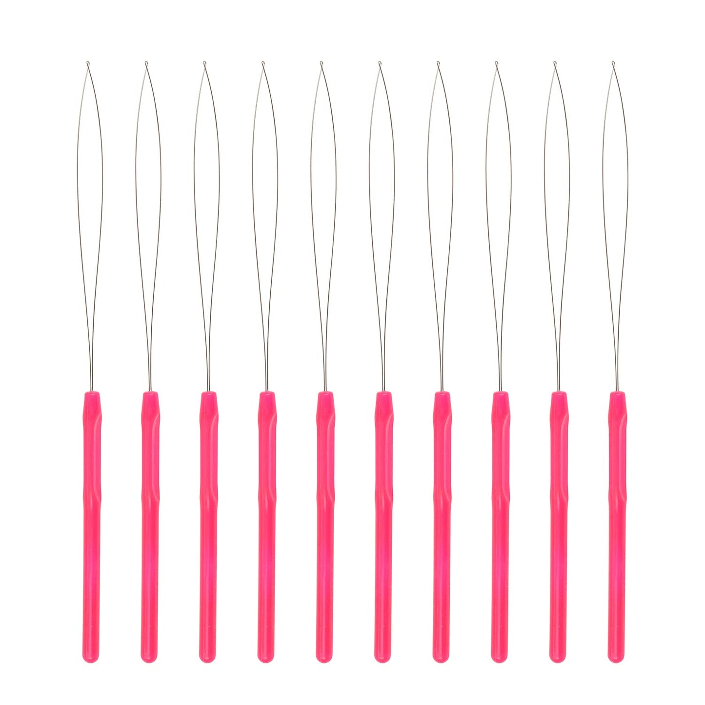 10 Pcs Hair Extension Loop Needle Threader Pulling Hook Tool and Bead Device Tool Loop Threader for Micro Rings beads and Hair or Feather Extensions (Black)