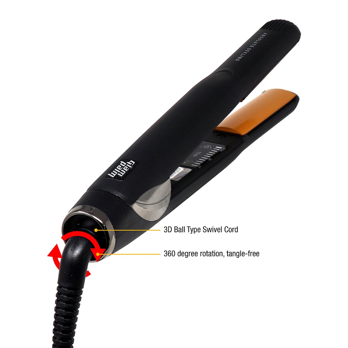 GlamPalm Volumizing Iron, 1" Hair Volumizer with Digital LCD. Classic Ceramic Coated Plates with Adjustable Temperature Straightens & Curls for Smooth and Silky Hairstyle. Heats Up Instantly