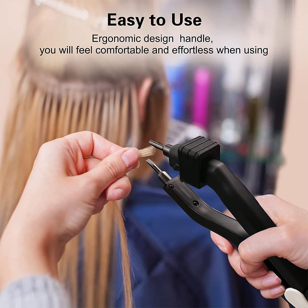 GlamorDove Hair Extensions Tool Fusion Melting Heat Iron Hair Connector with Heat Shield Guards Wand for Keratin Bonding Tool for C/U/I/Flat Tip US Plug Temperature Adjustable