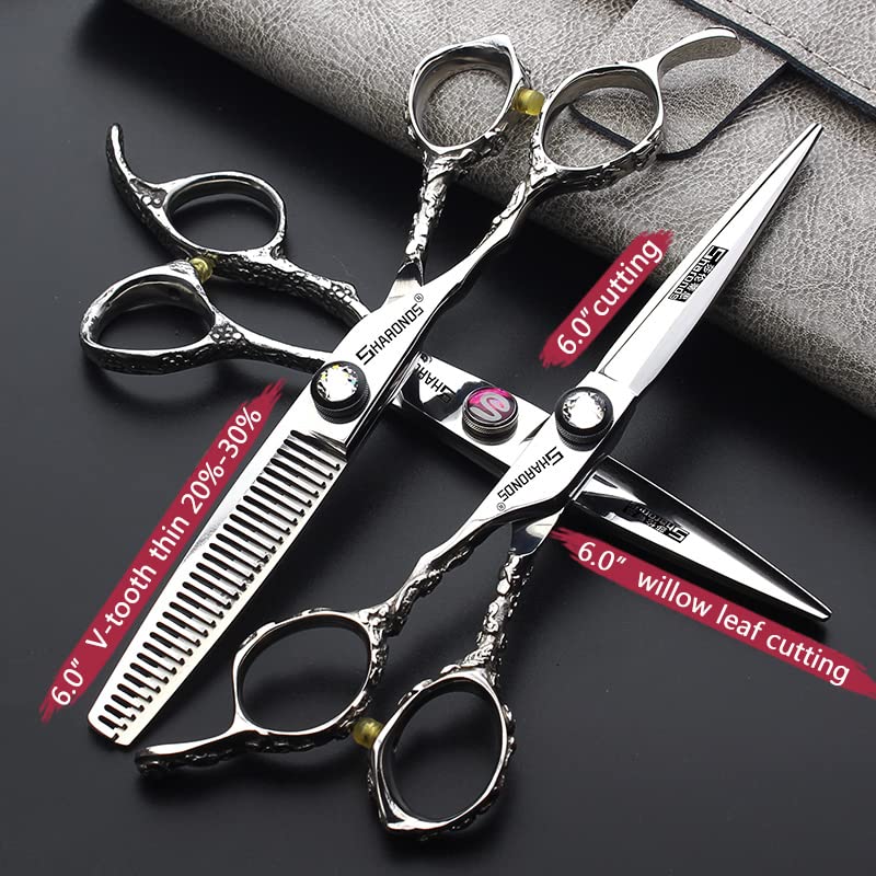 6 Inch Professional Left Handed Hairdressing Scissors Set 440C Hairdressing Scissors (3PCS-B)