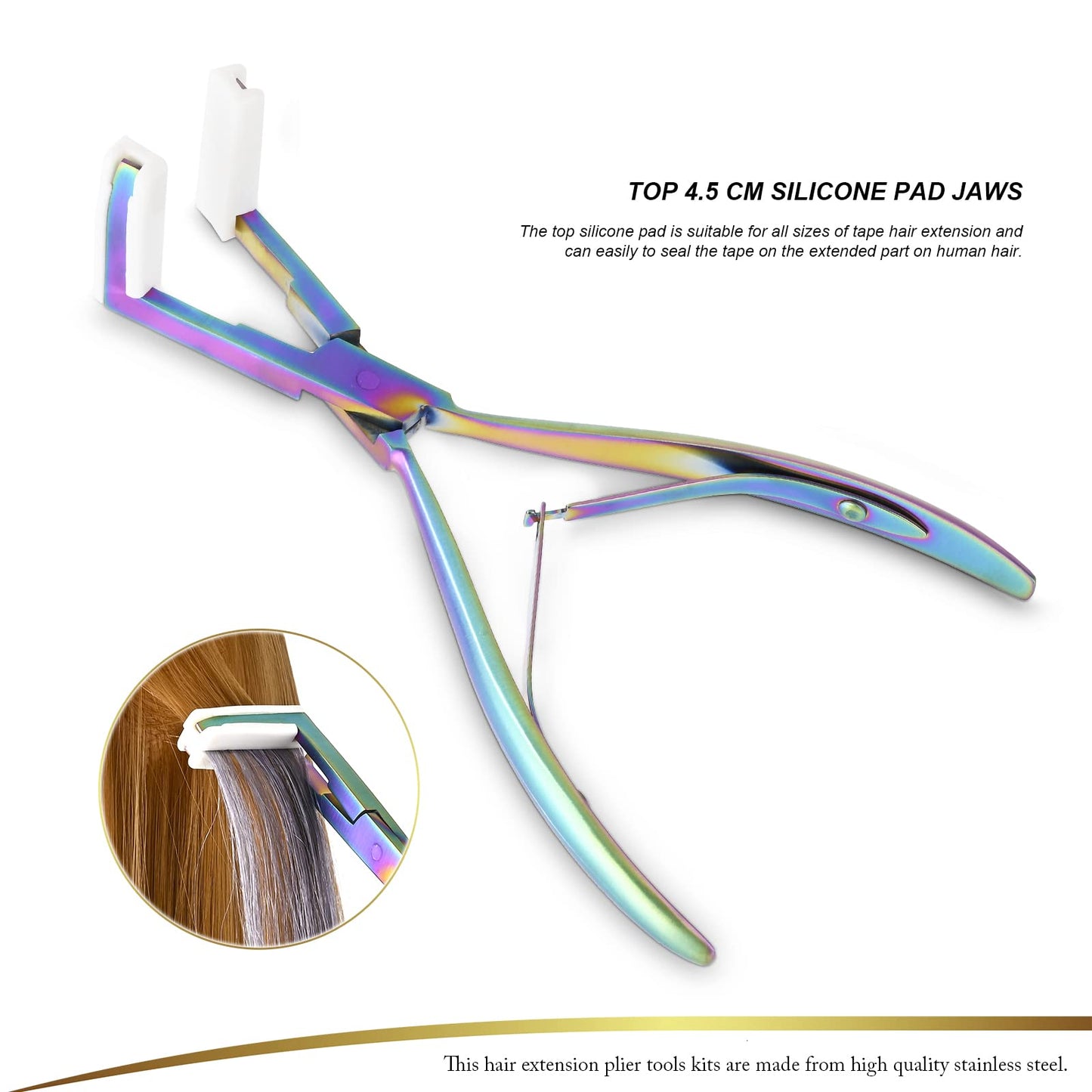 EHDIS Tape in Hair Extensions Pliers Stainless Steel Flat Surface Extensions Tape Sealing Clamp Pliers Tool (Type A)