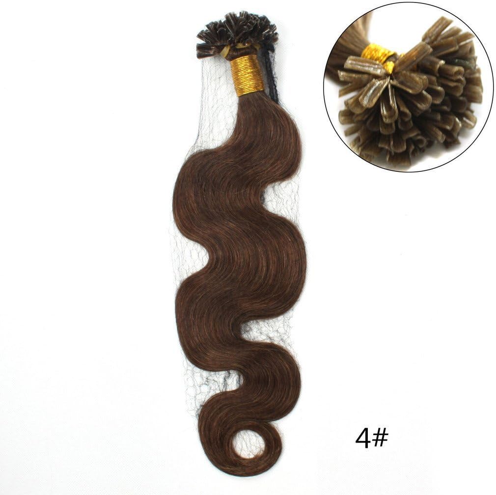 Remeehi 0.5g/strand 100pcs Body Wavy Pre Bonded Nail U Tip Keratin Hair Extensions Brazilian Remy Virgin Human Hair 28 Inch #18/613