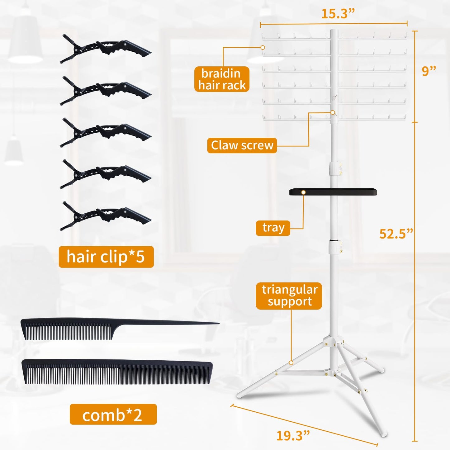 120-Peg Braiding Hair Rack Standing, with Salon Tray Hair Extension Holder Hanger, Hair Divider Rack for Braiding Hair Separator Stand, Hair Braiding Rack Display Stand for Hairstylist Braiders, Pink