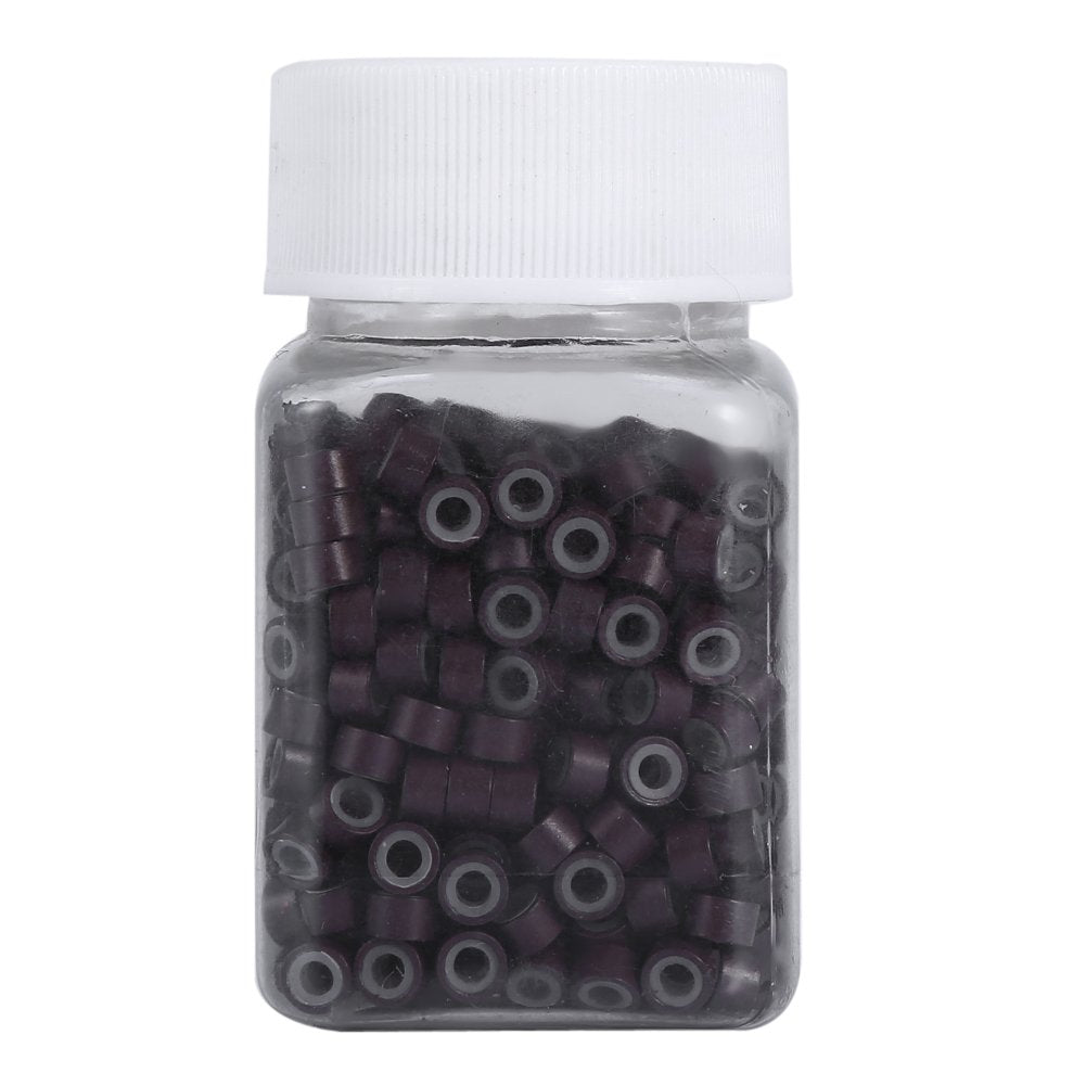 Hair Extension, 500Pcs 5mm Silicone Lined Link Rings Beads Loops For Human Hair Tool(Medium Brown)