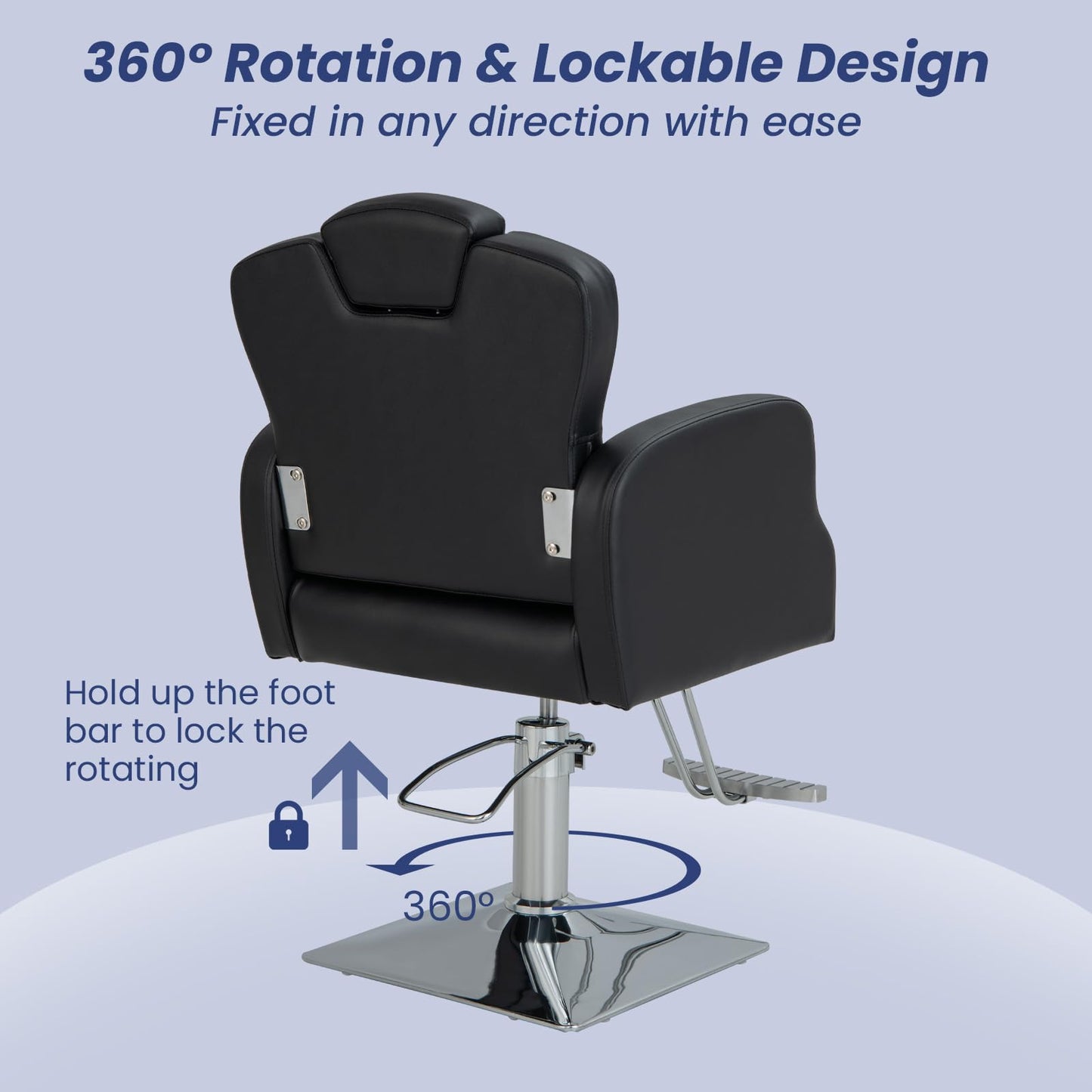 S AFSTAR Hydraulic Barber Chair, 360 Degrees Rolling Swivel Salon Chairs w/Adjustable Headrest & Seat Height, Durable Hydraulic Pump, 330 LBS Load Capacity, Beauty Spa Chair Hair Salon Chair