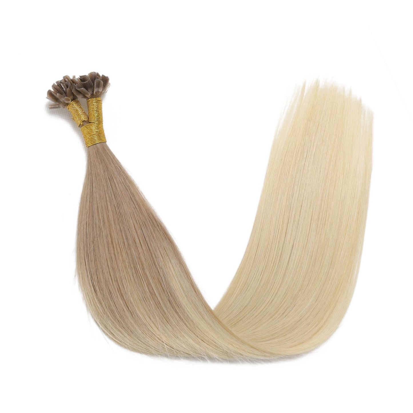 U Tip Hair Extensions Real Human Hair 50 Strands 50g 20inch Balayage Ombre Walnut Brown to Ash Brown and Blonde Pre Bonded Hair Extensions Nail U Tip Hair Extensions #3/8/22 20inch