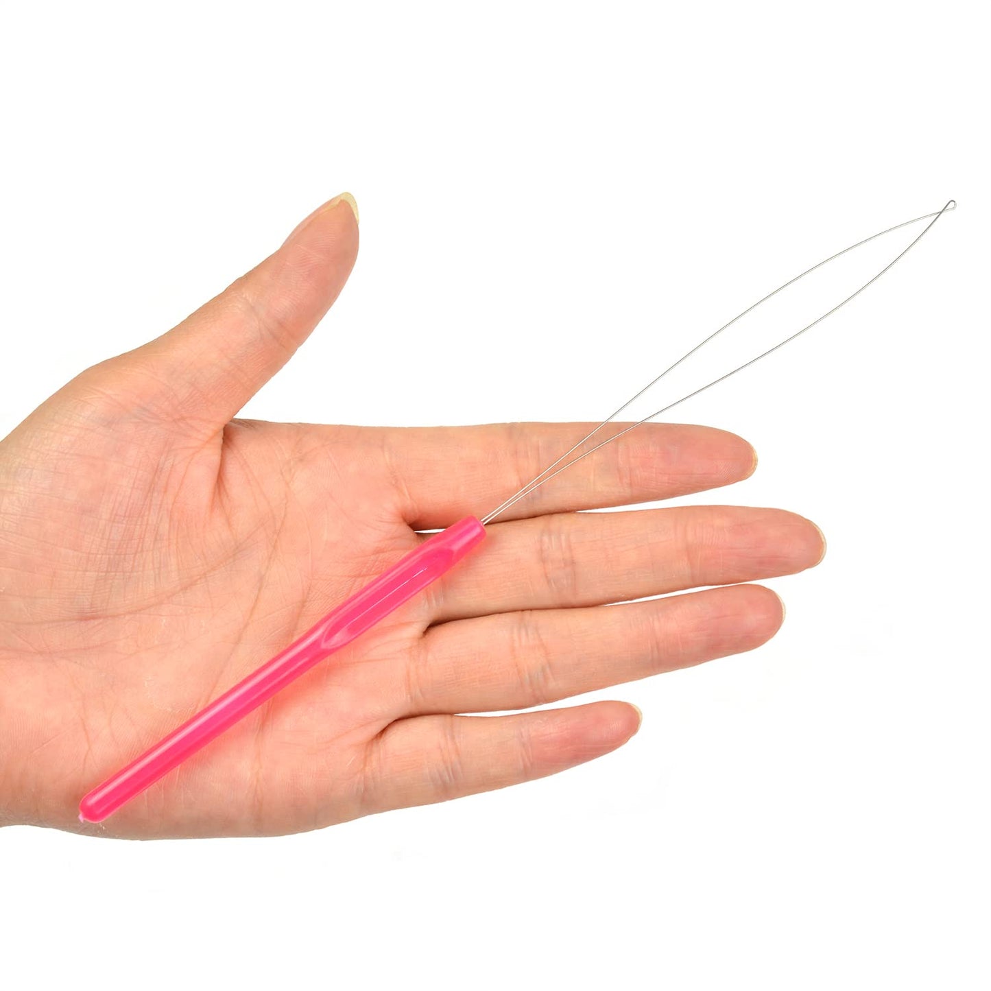 10 Pcs Hair Extension Loop Needle Threader Pulling Hook Tool and Bead Device Tool Loop Threader for Micro Rings beads and Hair or Feather Extensions (Black)
