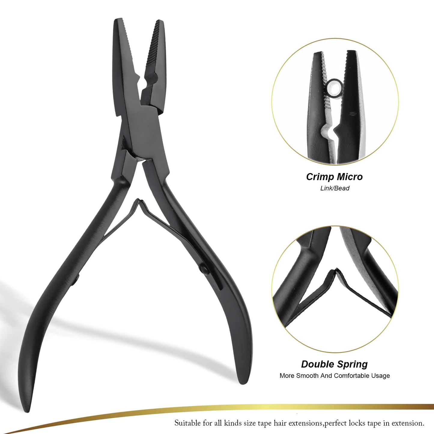 EHDIS Tape in Hair Extensions Pliers Stainless Steel Flat Surface Extensions Tape Sealing Clamp Pliers Tool (Type A)