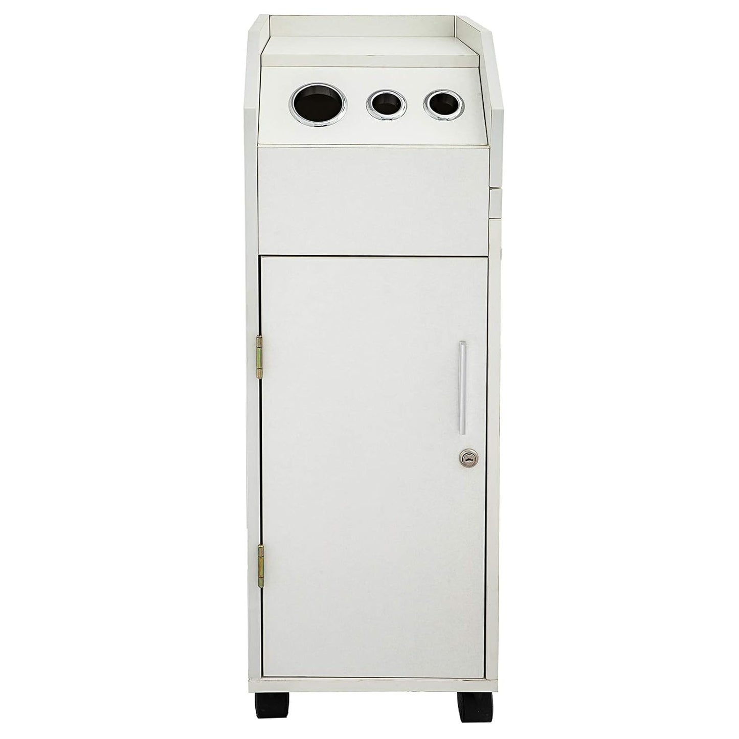VEVOR Salon SPA Beauty Hairdressing Cart White Storage Trolley with 4 Drawers Rolling Wheels Lockable 2 Keys with Hairdryer Holder Space-Saving Side Tray