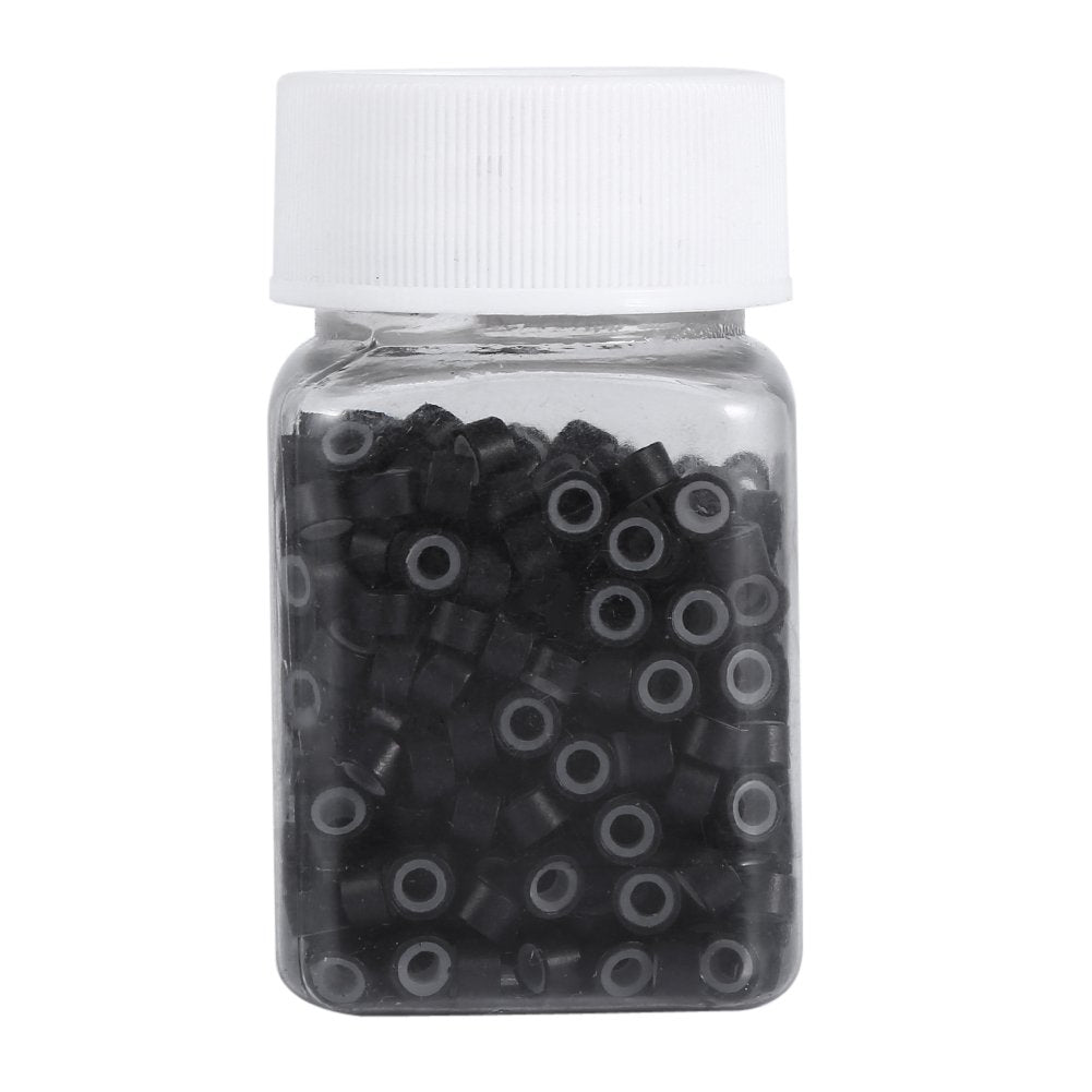 Hair Extension, 500Pcs 5mm Silicone Lined Link Rings Beads Loops For Human Hair Tool(Medium Brown)