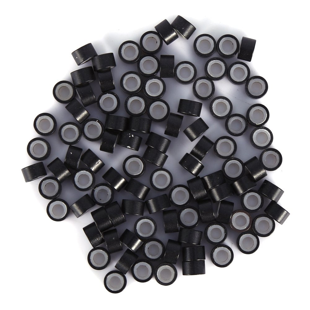 Hair Extension, 500Pcs 5mm Silicone Lined Link Rings Beads Loops For Human Hair Tool(Medium Brown)