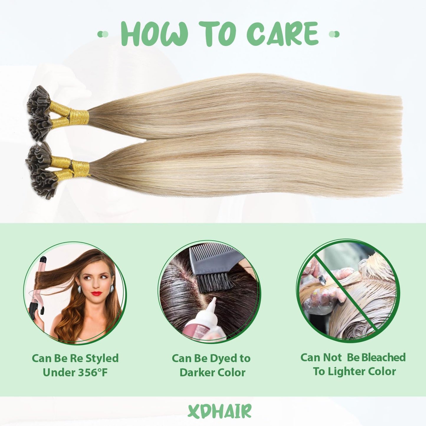 U Tip Hair Extensions Real Human Hair 50 Strands 50g 20inch Balayage Ombre Walnut Brown to Ash Brown and Blonde Pre Bonded Hair Extensions Nail U Tip Hair Extensions #3/8/22 20inch