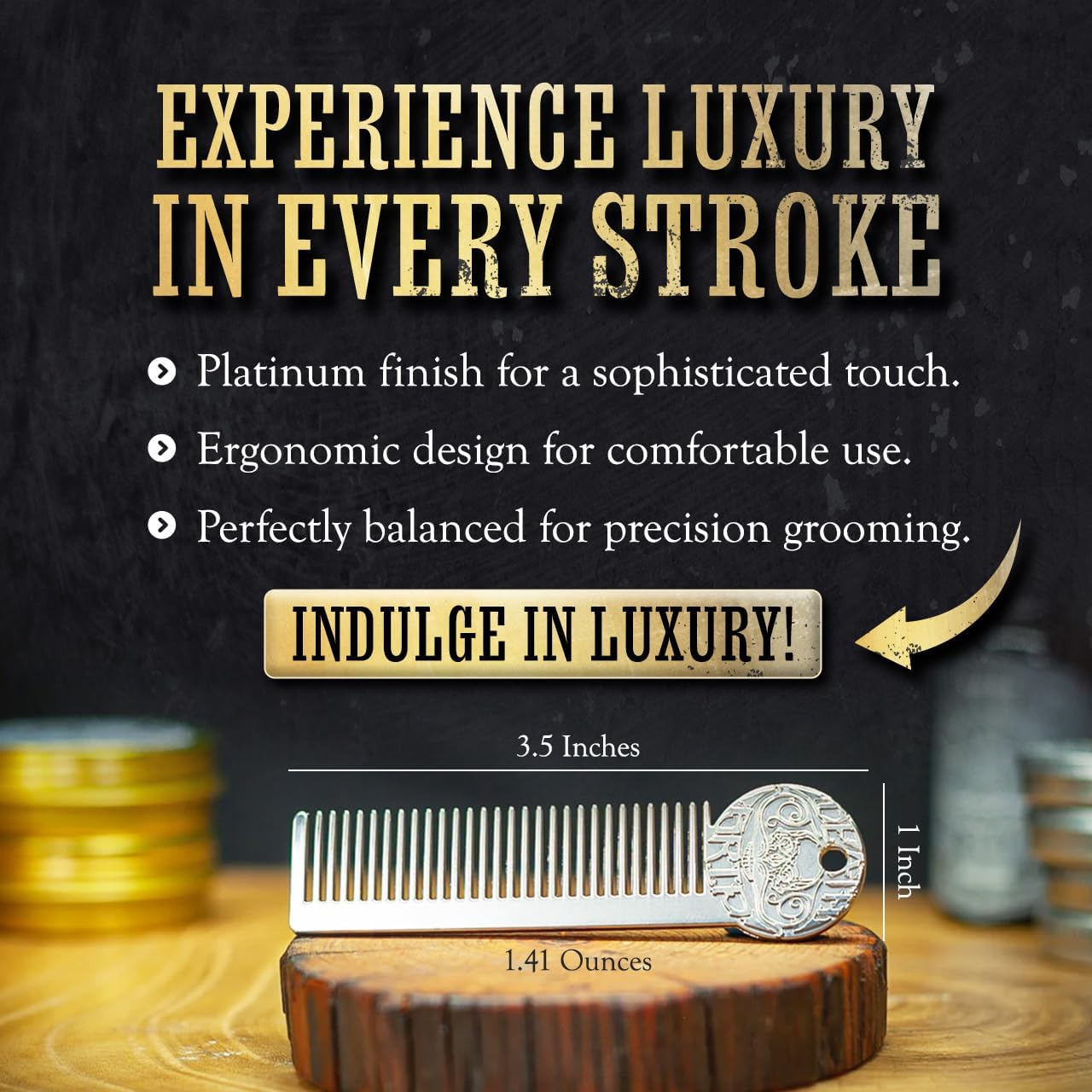Death Grip Platinum Edition Mustache Comb for Men